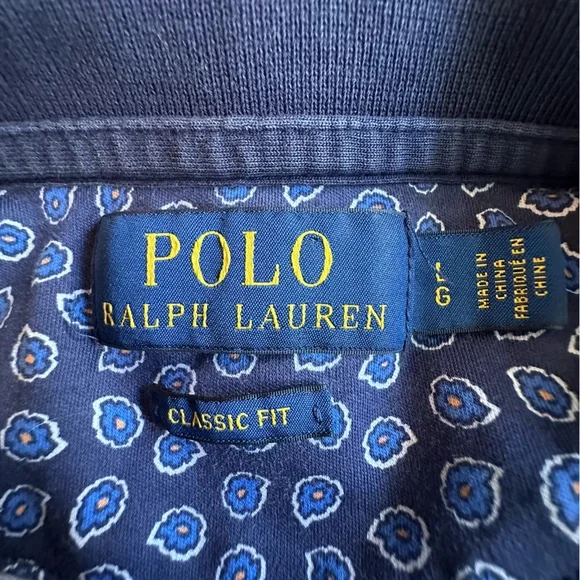 Polo Ralph Lauren Polo Men's Large Blue & White Print Classic Fit Short Sleeve - Picture 8 of 12